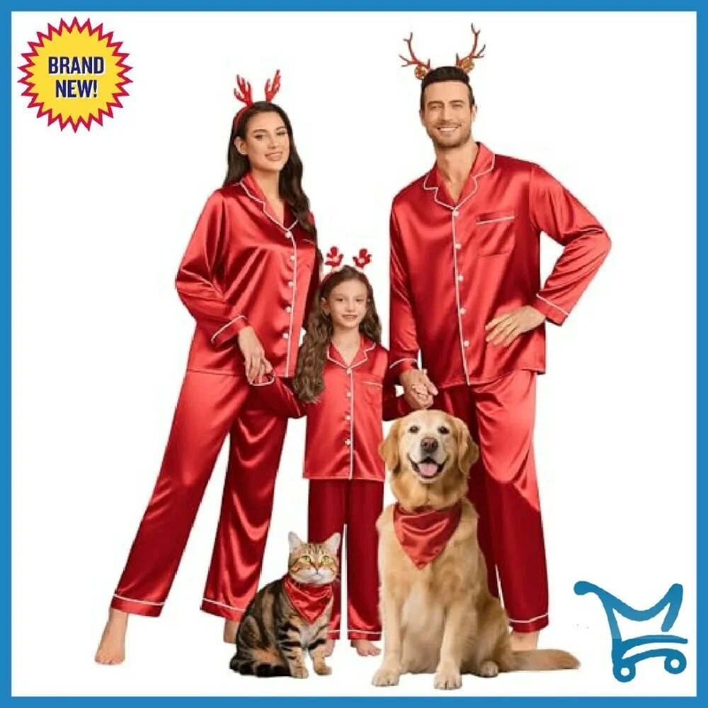 Silk Satin Pajama Set Long Sleeve Button Down Sleepwear 2 Piece